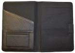 Inside of black leather journal
