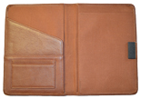 British tan leather journal with stitches