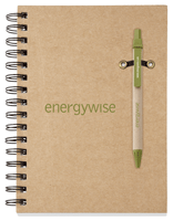 Natural Recycled Spiral Journal with Green Pen