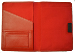 Red leather journal inside view