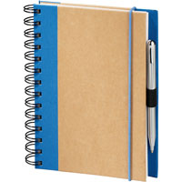 recycled notebook with blue fabric trim